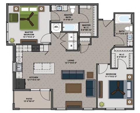 a floor plan of a house with a clock on the wall  at The Edison at Tiffany Springs, Kansas City